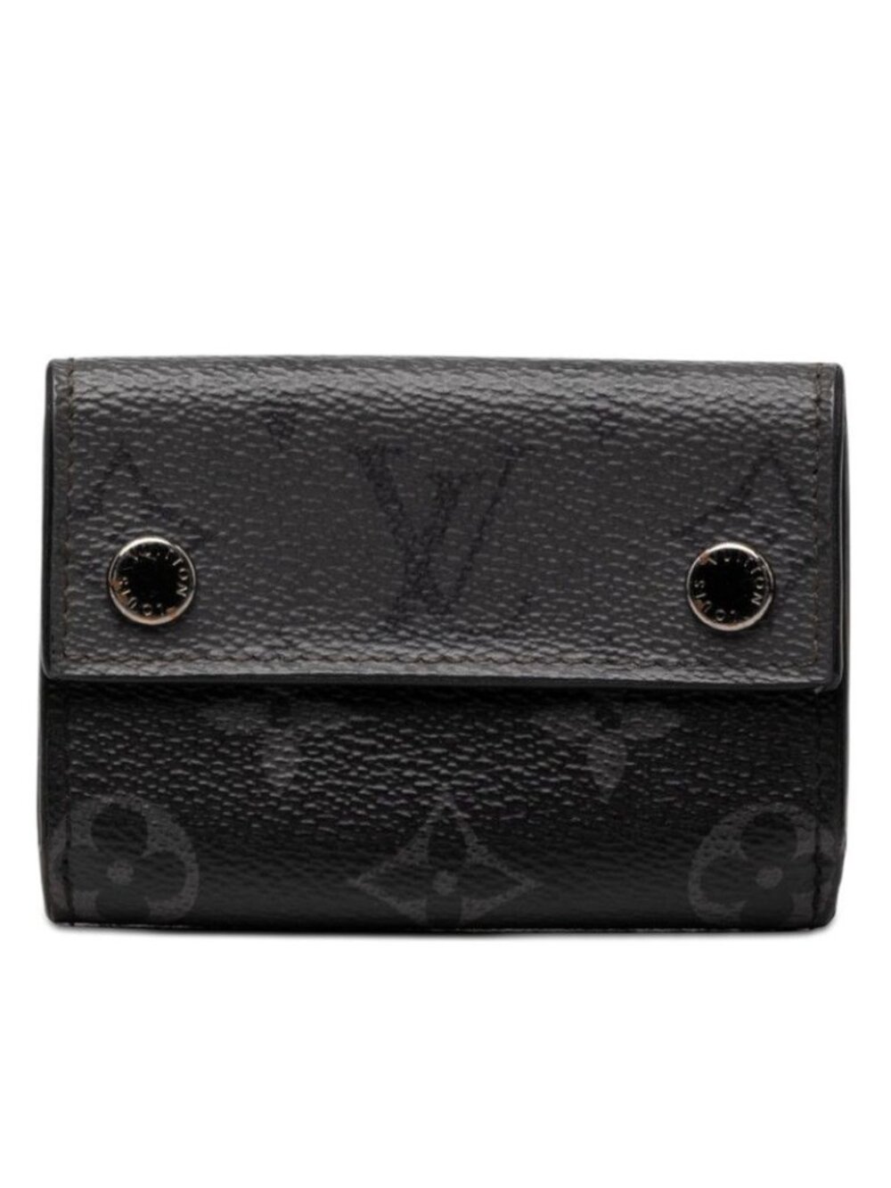 Louis Vuitton Monogram Eclipse Reverse Discovery Compact Wallet Trifold Gray
